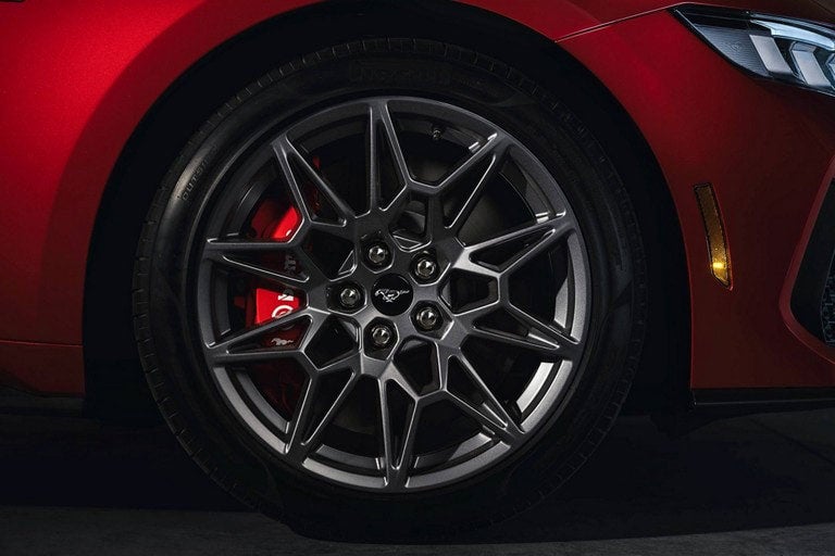 2024 Ford Mustang® model with a close-up of a wheel and brake caliper | Pohanka Ford of Salisbury in Salisbury MD