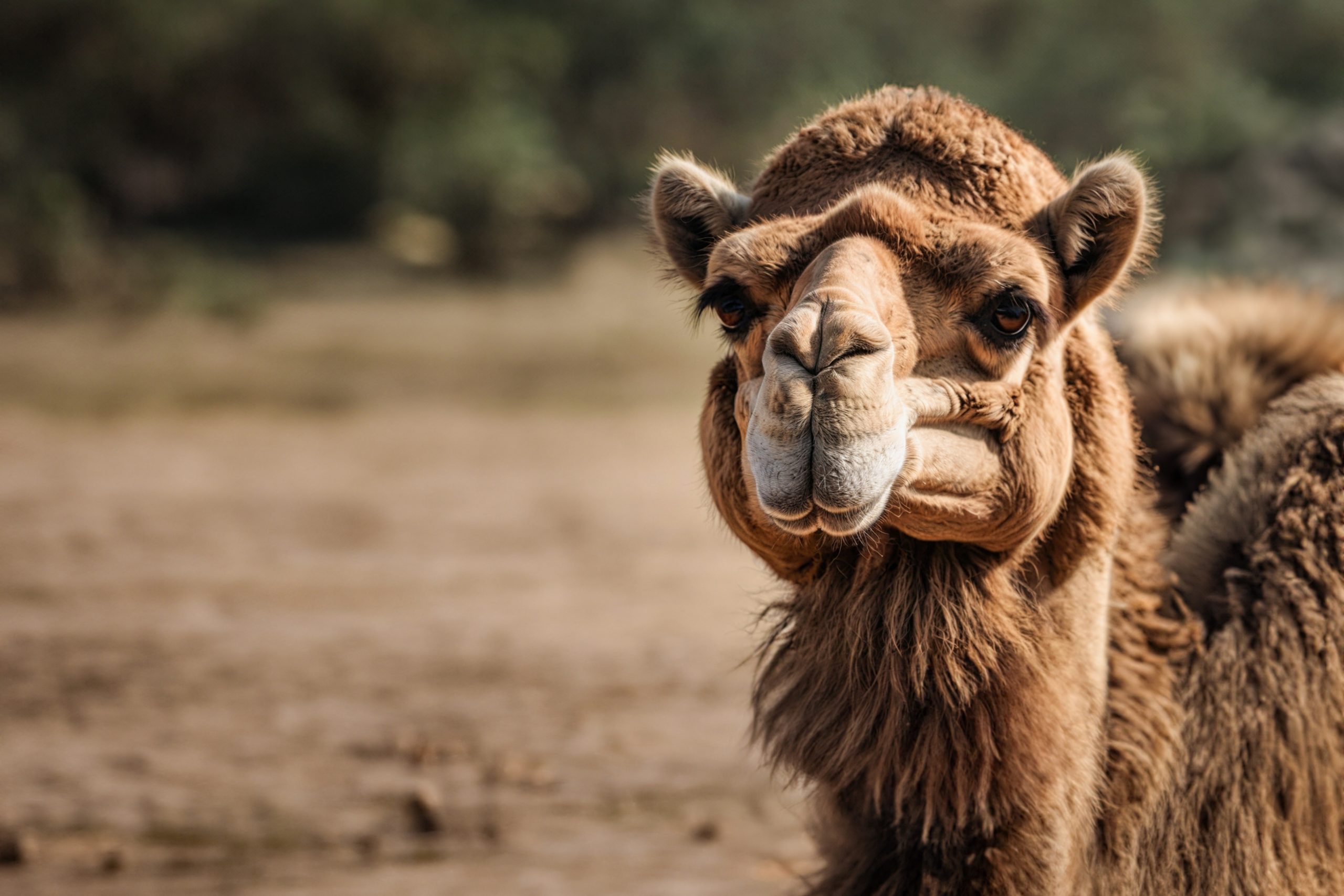 A photo of a camel's face
