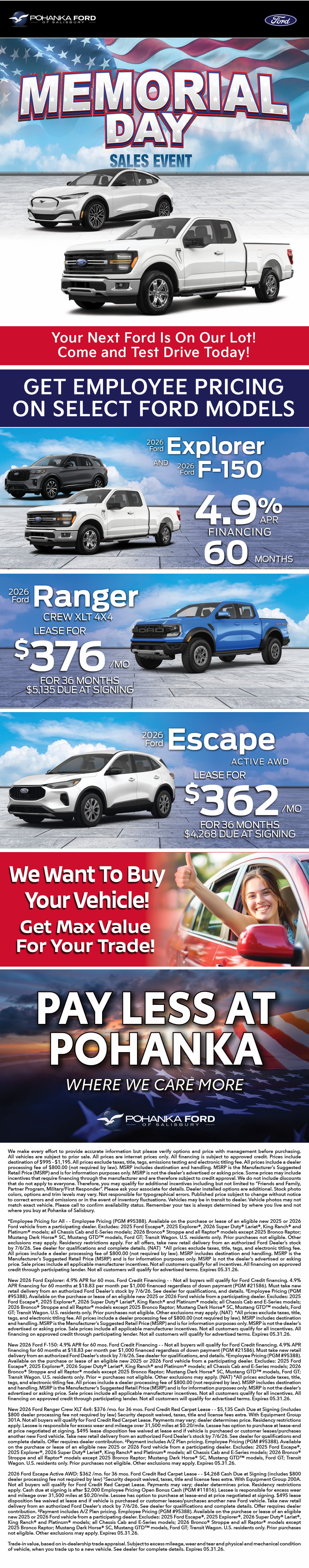 Memorial Day Sales Event!